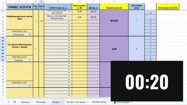 Таблицы для бизнеса