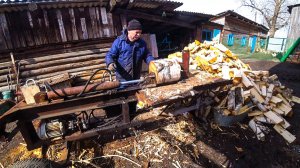 Собрали супер дровокол из металлолома. Не напрягаясь колю дрова не махая колуном!