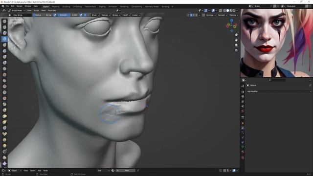 HARLEY QUINN sculpt in Blender - Realtime process смотреть онлайн