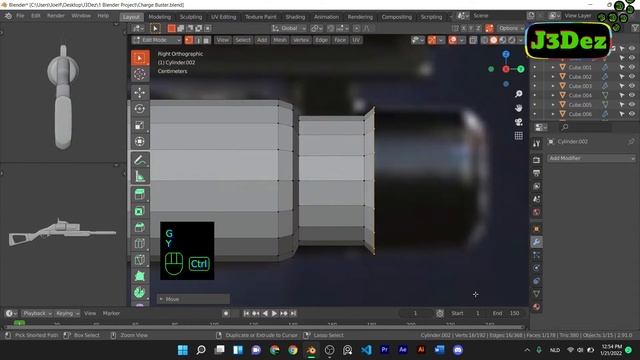 Free Fire new weapon - Charge Buster Blender Timelapse modeling смотреть онлайн