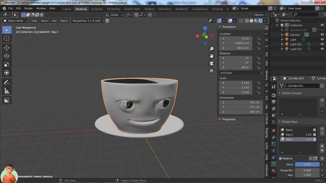 Shape Keys for A Cartoon Cup Character (Blender 3D) смотреть онлайн