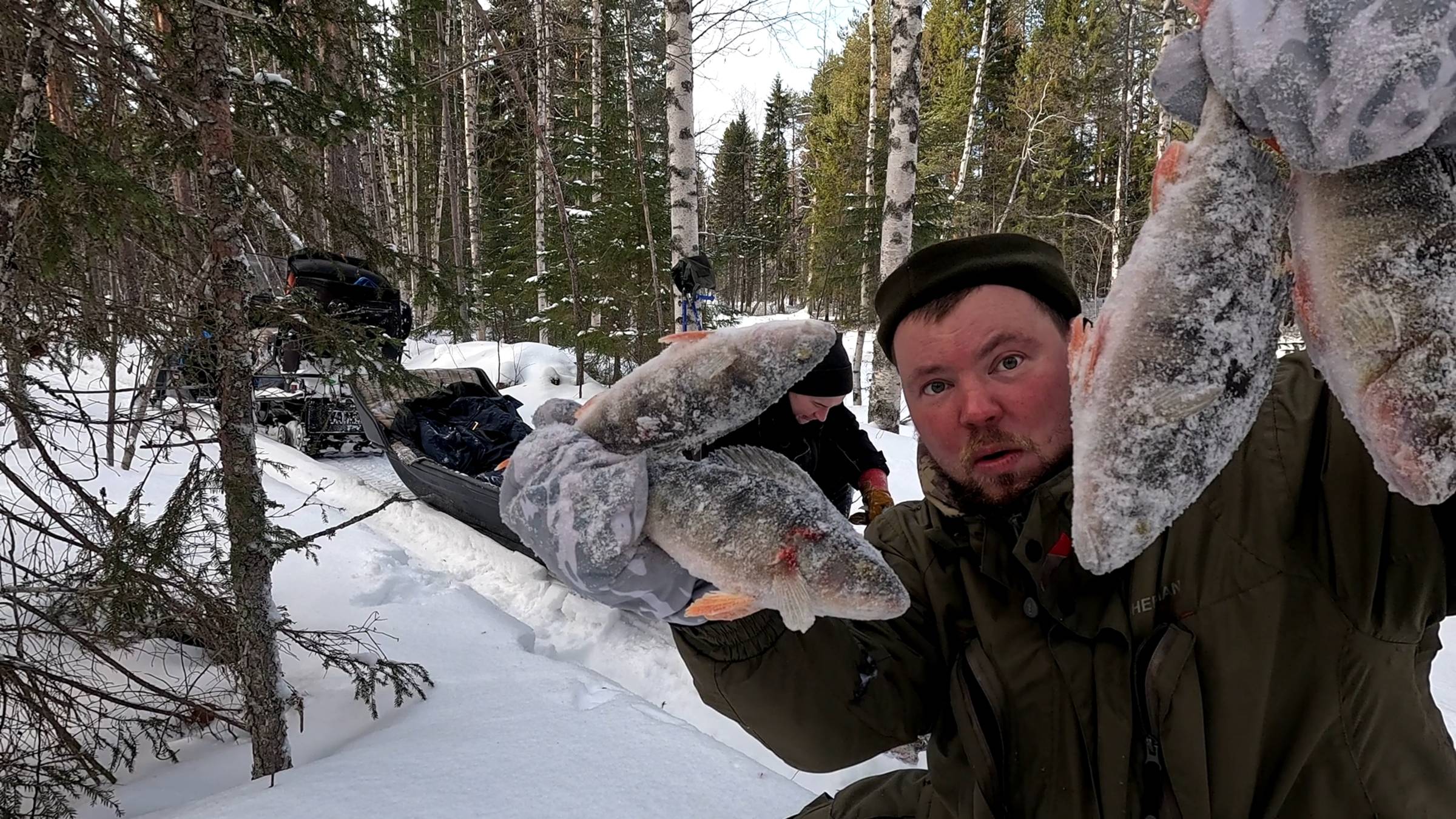 О такой рыбалке мечтают все. Рыбалка на диком таёжном озере. Крупные рыбы жадно хватают приманку. смотреть онлайн
