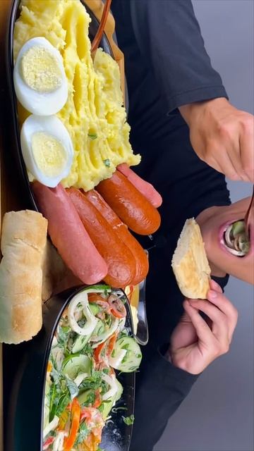 ASMR PUREE SAUSAGE, SARDELS, SALAD EATING, MUKBANG АСМР ПЮРЕ СОСИСКИ, САРДЕЛЬКИ САЛАТ ИТИНГ  МУКБАН