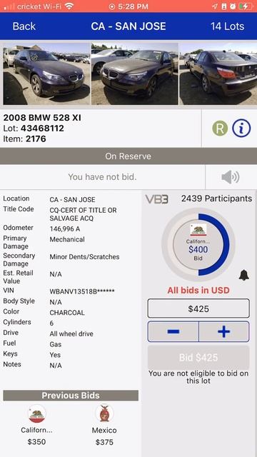 Auction of a 2008 BMW 528 XI смотреть онлайн