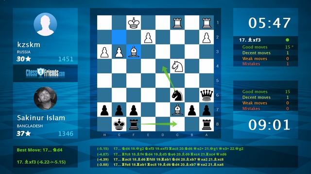 Chess Game Analysis: kzskm - Sakinur Islam : 0-1 (By ChessFriends.com) смотреть онлайн