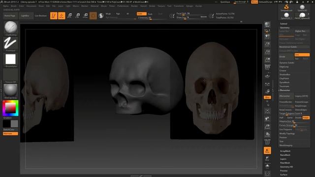 How to sculpt in Zbrush (How to use the Damian Standard brush) | Runeforge Skeleton: Episode 9 смотреть онлайн