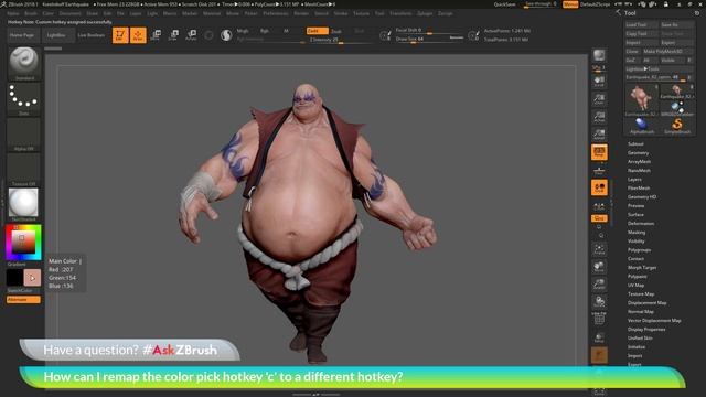 #AskZBrush: “How can I remap the color pick hotkey 'c' to a different hotkey?” смотреть онлайн