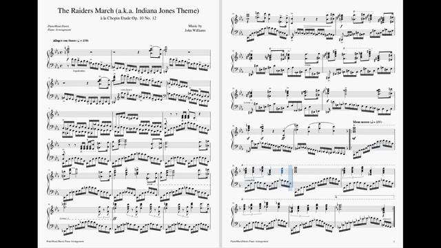 Indiana Jones Theme within Chopin Etude Op. 10 No. 12 - piano solo music sheet смотреть онлайн
