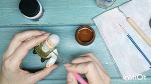 Тонировка и раскрашивание ватной игрушки. Старичок-боровичок