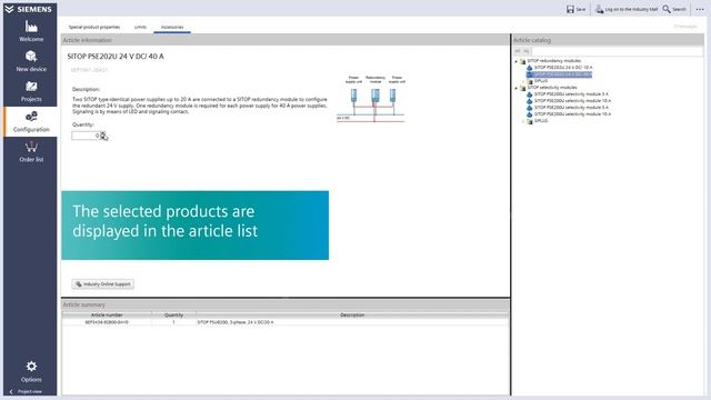 Обзор программы для выбора блоков питания SITOP в системе TIA Selection Tool смотреть онлайн