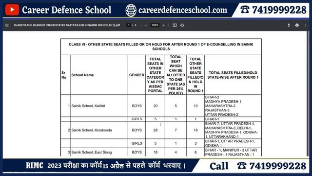 Sainik School 2023 | 2nd Round E-Counselling मे Seats कैसे Select करे | Call us 7419999228 смотреть онлайн