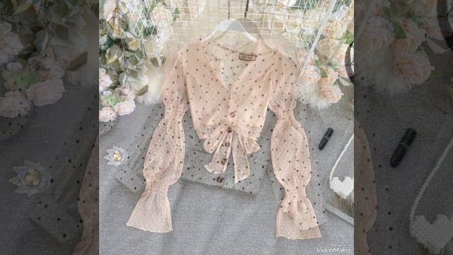 Stylish Chiffon tops Long sleeves polka dot beautiful tops/ blouses💓💖#2023 смотреть онлайн
