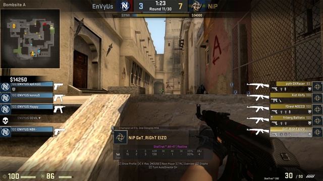 CSGO: POV NiP GeT_RiGhT Vs ENVYUS (25/8) Mirage @ ECS Season 1