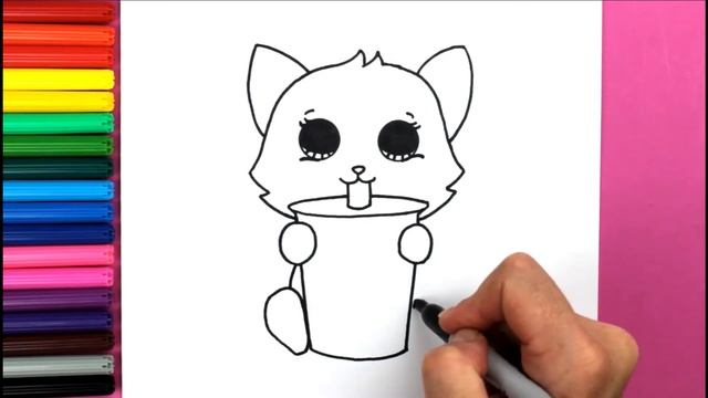Como Dibujar Un GATITO KAWAII Paso A Paso | Dibujos Fáciles Para Niños | Colores Brillantes ❤