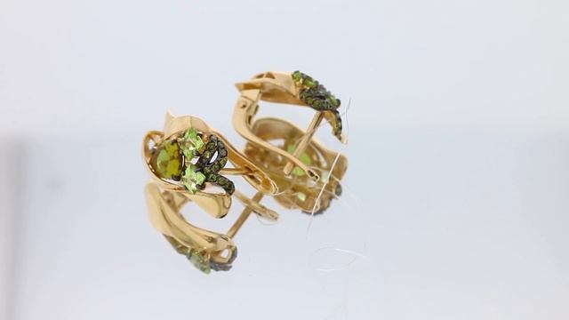 Серьги из золота с хризолитом арт. кл2477а-23ск-ж
