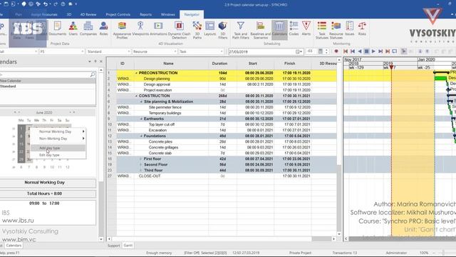 [Synchro PRO Basic] Project calendar setup смотреть онлайн