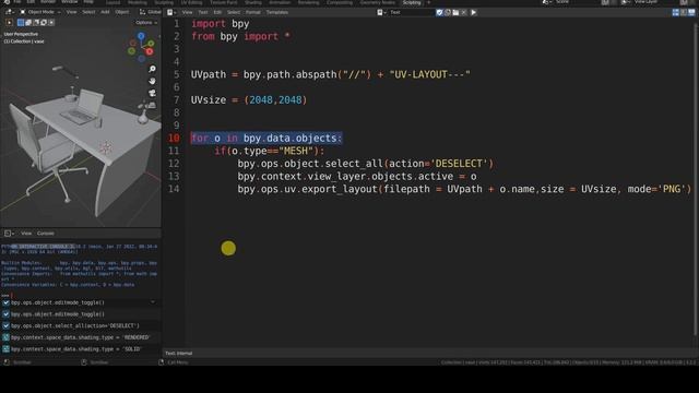 BLENDER - BPY - Export UV Layouts as images with uv.export_layout смотреть онлайн