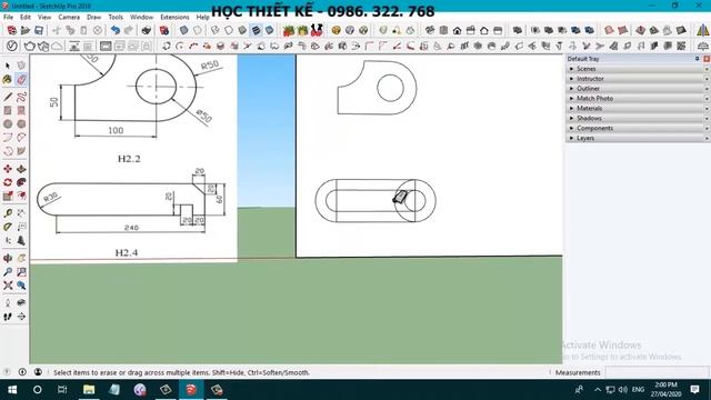 Vẽ 2D trong sketchup | Sketchup Hải Phòng | Draw 2d in sketchup смотреть онлайн