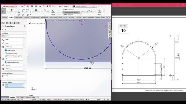 SolidWorks | 3D CAD EXERCISES 10 | StudyCadCam | Solution Tutorial | смотреть онлайн