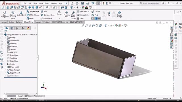 Tangent Bend Lines in Flat-Pattern In SolidWorks Sheet Metal смотреть онлайн