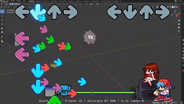FNF Vs. Untextured Default Blender Cube – Music 1, 2