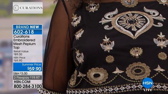 Curations Embroidered Mesh Peplum Top смотреть онлайн