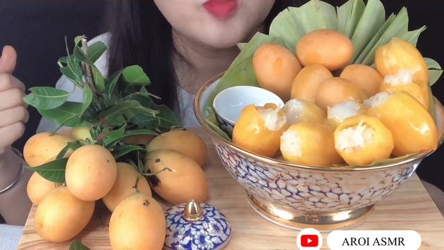 ASMR Thai Sweet Sticky Rice with Marian Plum, Thai Food,THAI DESSERT смотреть онлайн