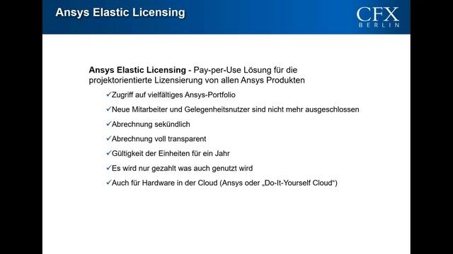 CFX Berlin-Video: Ansys Elastic Licensing (AECs) und Ansys Cloud (AHCs) Release 2021 смотреть онлайн