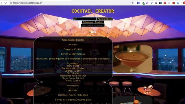 Cocktail Creator created in React with Cocktail DB API смотреть онлайн
