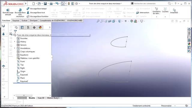SolidWorks 2016 Module tôlerie PARTIE 4 Dessiner un tronc de cône croqué en deux éléments смотреть онлайн