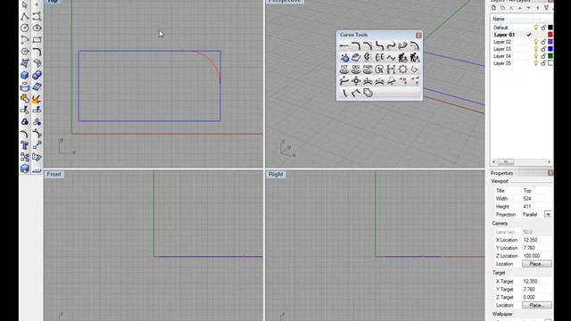 Comandos Fillet e Fillet Corners no Rhinoceros 4.0 смотреть онлайн