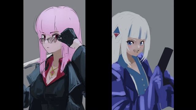 【イラストメイキング】Q  Calliope Mori X Gawr Gura 描いてみた