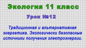 Экология 11 класс (Урок№12 - Традиционная и альтернативная энергетика.)