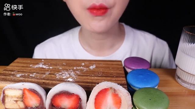 Mukbang ASMR 먹방 | Dessert Food | ( Macaron + Fruit Rice Cake ) Soft Sticky Sounds Satisfying #7