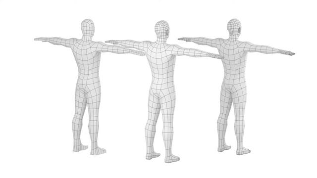 3D Model Natural Male Body in T-pose Base Mesh Preview