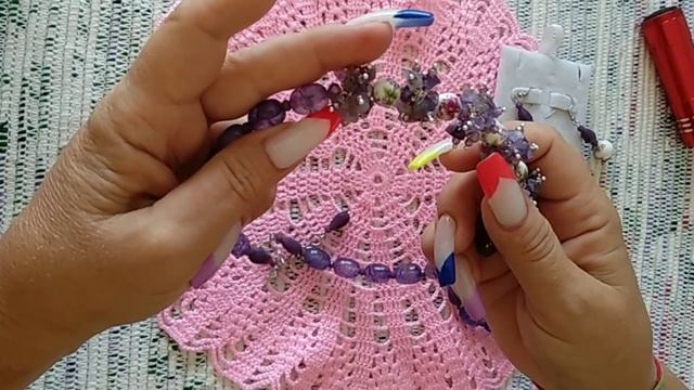 DIY. Комплект украшений с аметистом "Дюймовочка". смотреть онлайн