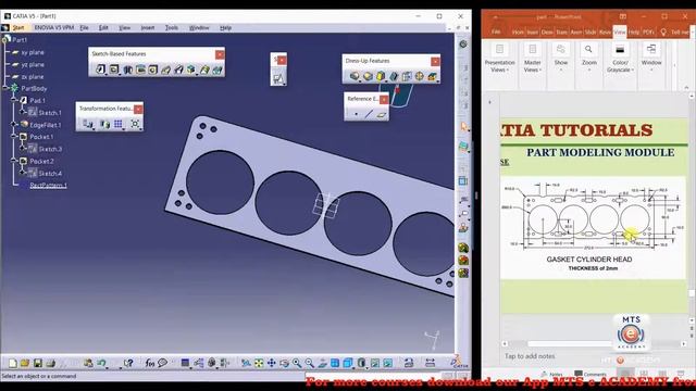 CATIA TUTORIALS (PART MODELLING) LESSON 18 (EXERCISE) смотреть онлайн
