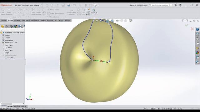 REVOLVED SURFACE COMMAND SolidWorks 2020 | MAIJALA WILL | EDG 4111 смотреть онлайн