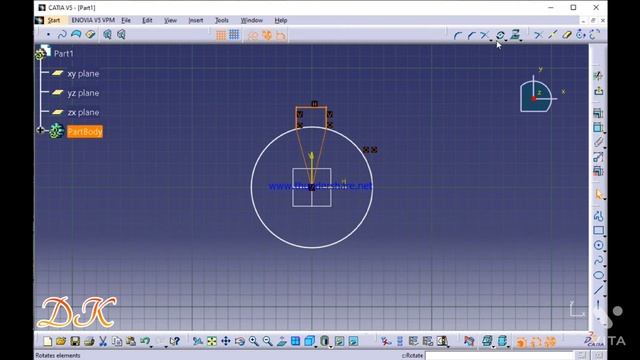 CATIA v5 Rotate function how to use ( rotation definition) смотреть онлайн