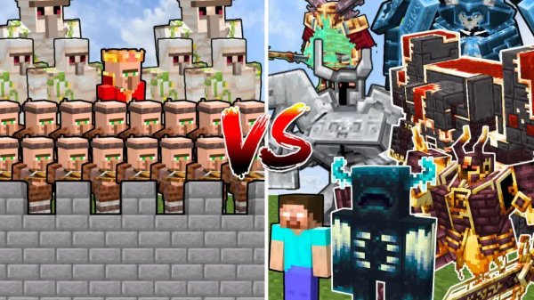 СИЛЬНЕЙШИЕ МОБЫ-БОССЫ против ЗАМКА ДЕРЕВЕНСКИХ ЖИТЕЛЕЙ | Майнкрафт Битва мобов моды