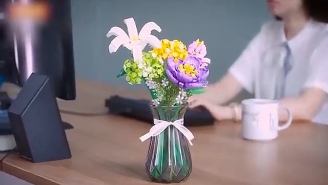 STEM Colorful Building Block Flower DIY Brick Garden Plant Toys Set for Home Decoration смотреть онлайн