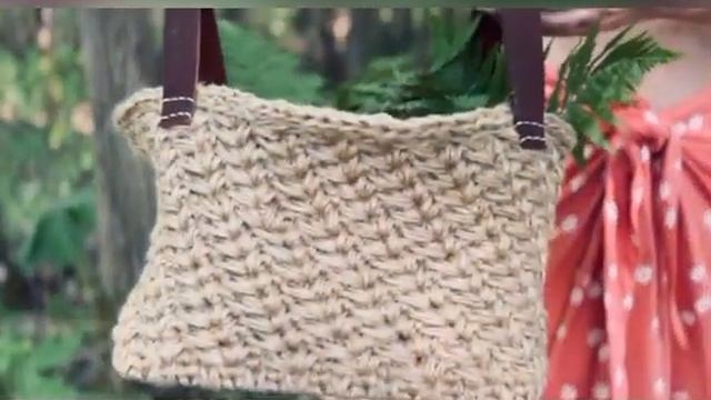 Корзина из джута с ручками из натуральной кожи смотреть онлайн