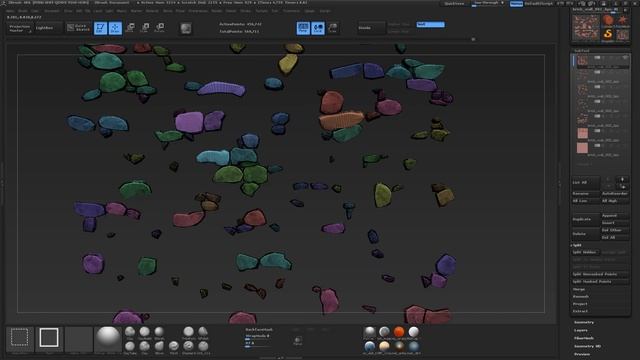 Preparing for sculpt stone wall. ZBrush. смотреть онлайн