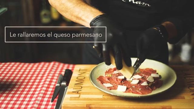Carpaccio De Ternera Con Parmesano, Rúcula, Mostaza Antigua Y Tartufata