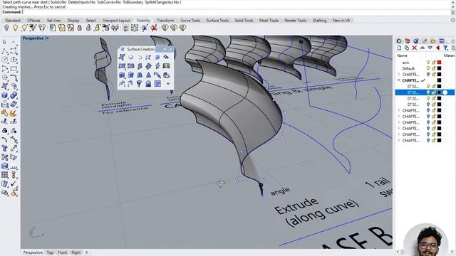 Rhino Architectural Tutorial Series | Ep - 15 | 3D surface | Tamil | смотреть онлайн