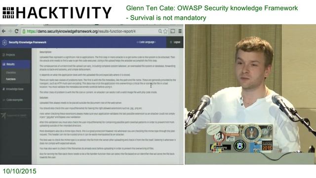 Glenn Ten Cate – OWASP Security knowledge Framework - Survival is not mandatory смотреть онлайн
