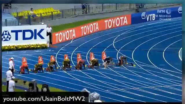 Usain Bolt 9.77 100M Men Final Moscow 2013 смотреть онлайн