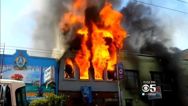 Firefighters Mopping Up All Night After Huge 5-Alarm Fire On Mission Street In SF смотреть онлайн