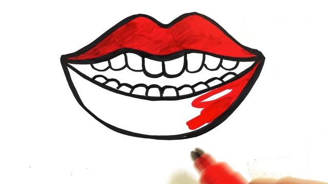 Bolalar uchun lablar va tishlarni chizish/Draw lips and teeth for children/Рисование губ для детей смотреть онлайн