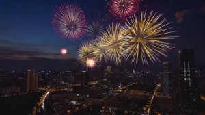 Салют, фейерверк со звуком // Футаж